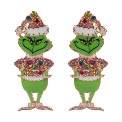 Green Glam Earrings – Pink Sparkly Holiday Earrings - Alie's Boutique