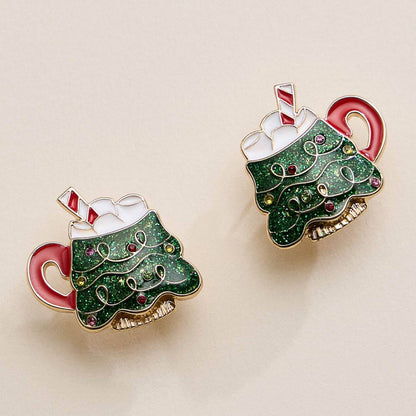 Cocoa Cheer Studs – Christmas Tree Mug Holiday Earrings - Alie's Boutique