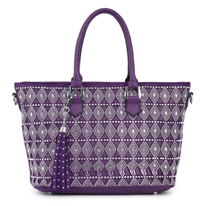 Sparkle & Shine Purple Rhinestone Tote Handbag