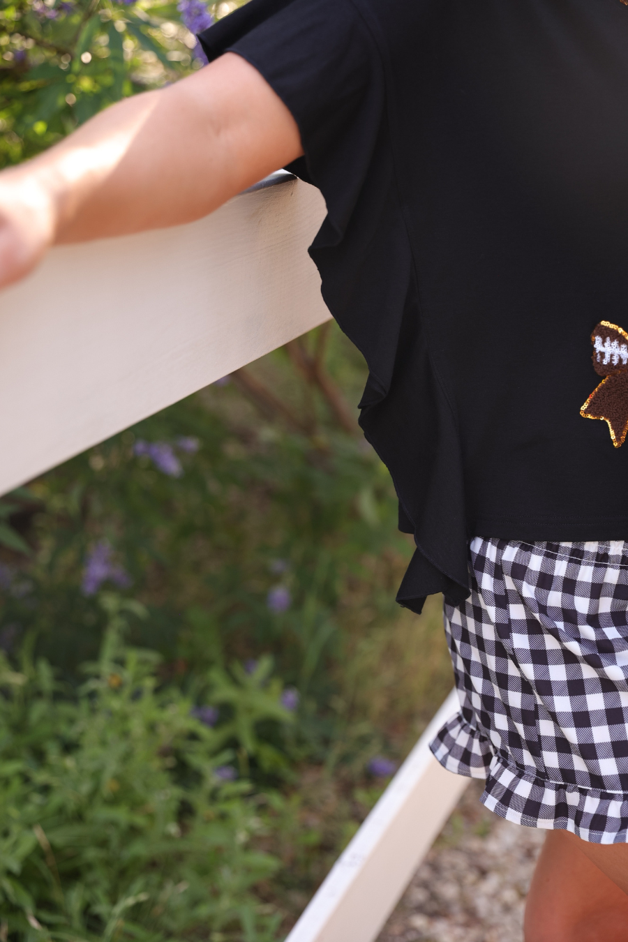 PREORDER- Sideline Sparkle Ruffle Top, Black - Shop Alies Bouutique