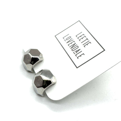 Faceted Nugget Hoop Stud Earrings