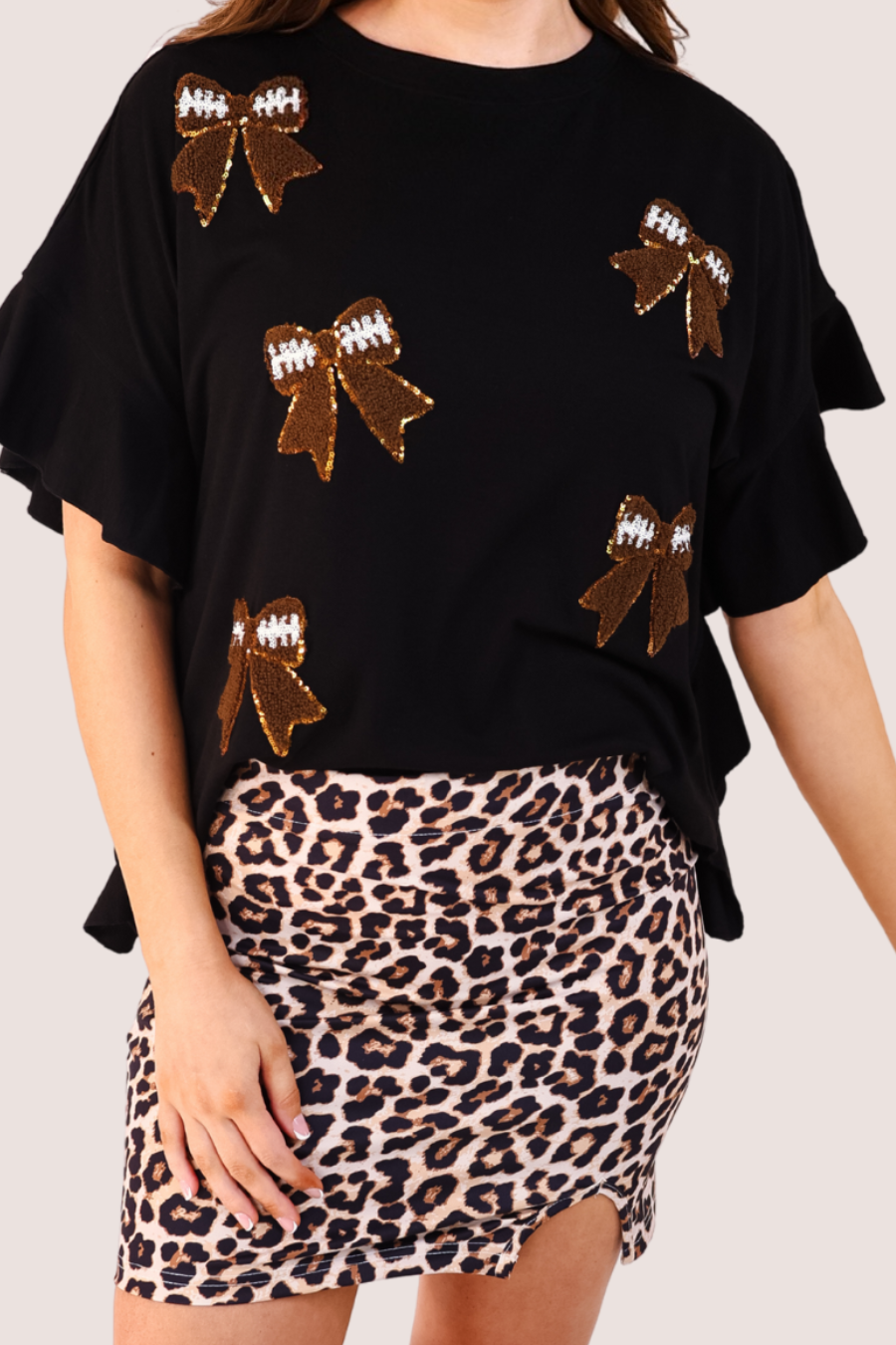 PREORDER- Sideline Sparkle Ruffle Top, Black - Shop Alies Bouutique