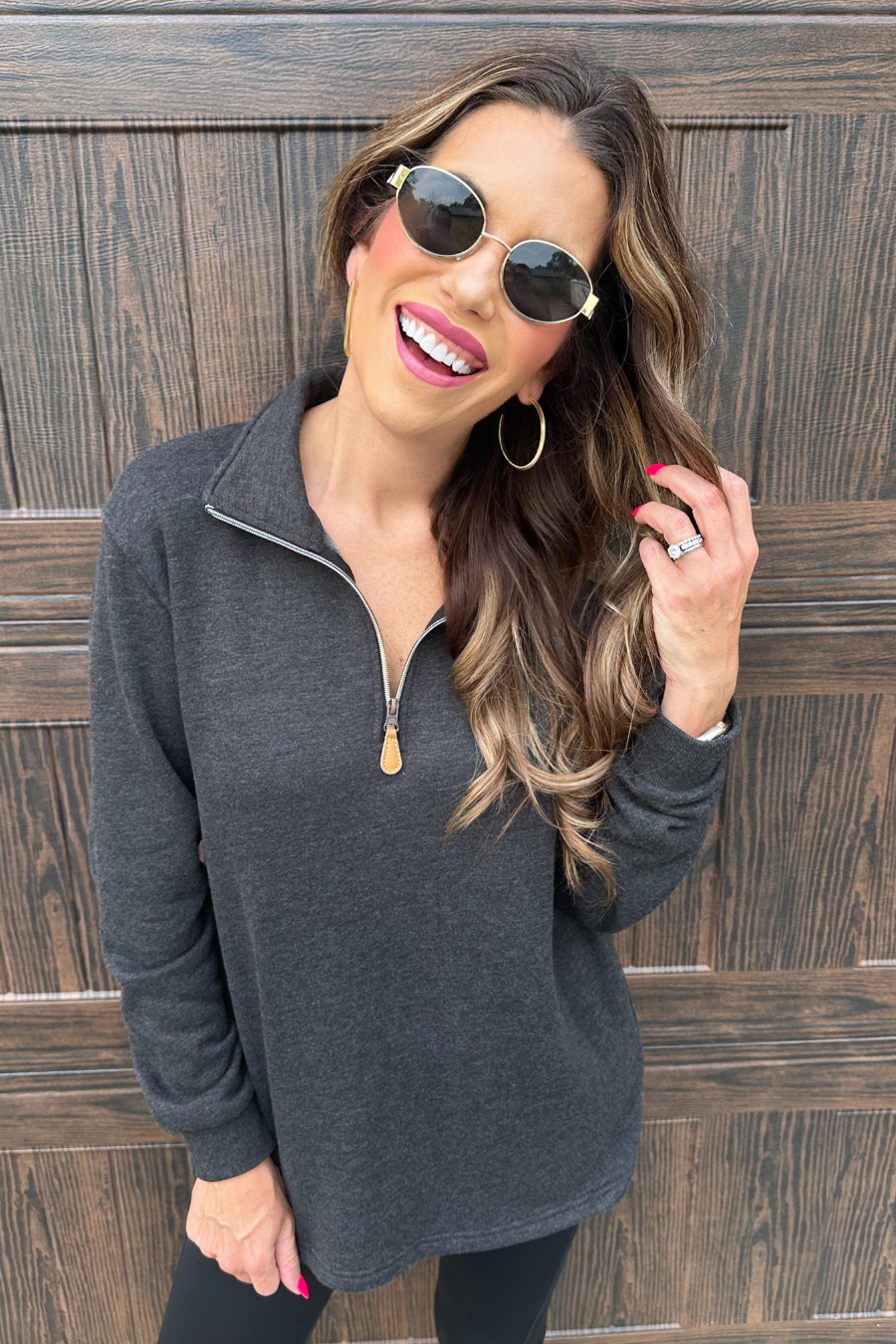 Miley Quarter Zip - Black Pullover