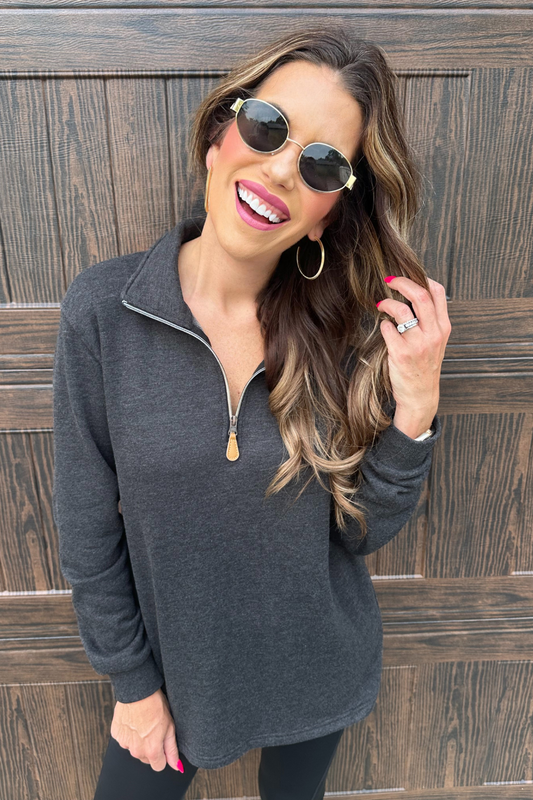 Miley Quarter Zip - Black Pullover