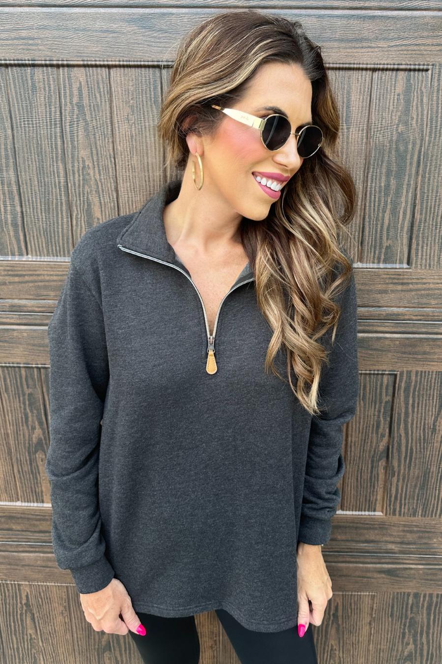 Miley Quarter Zip - Black Pullover