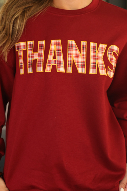 Thanks Plaid - Burgundy Patch Pullover