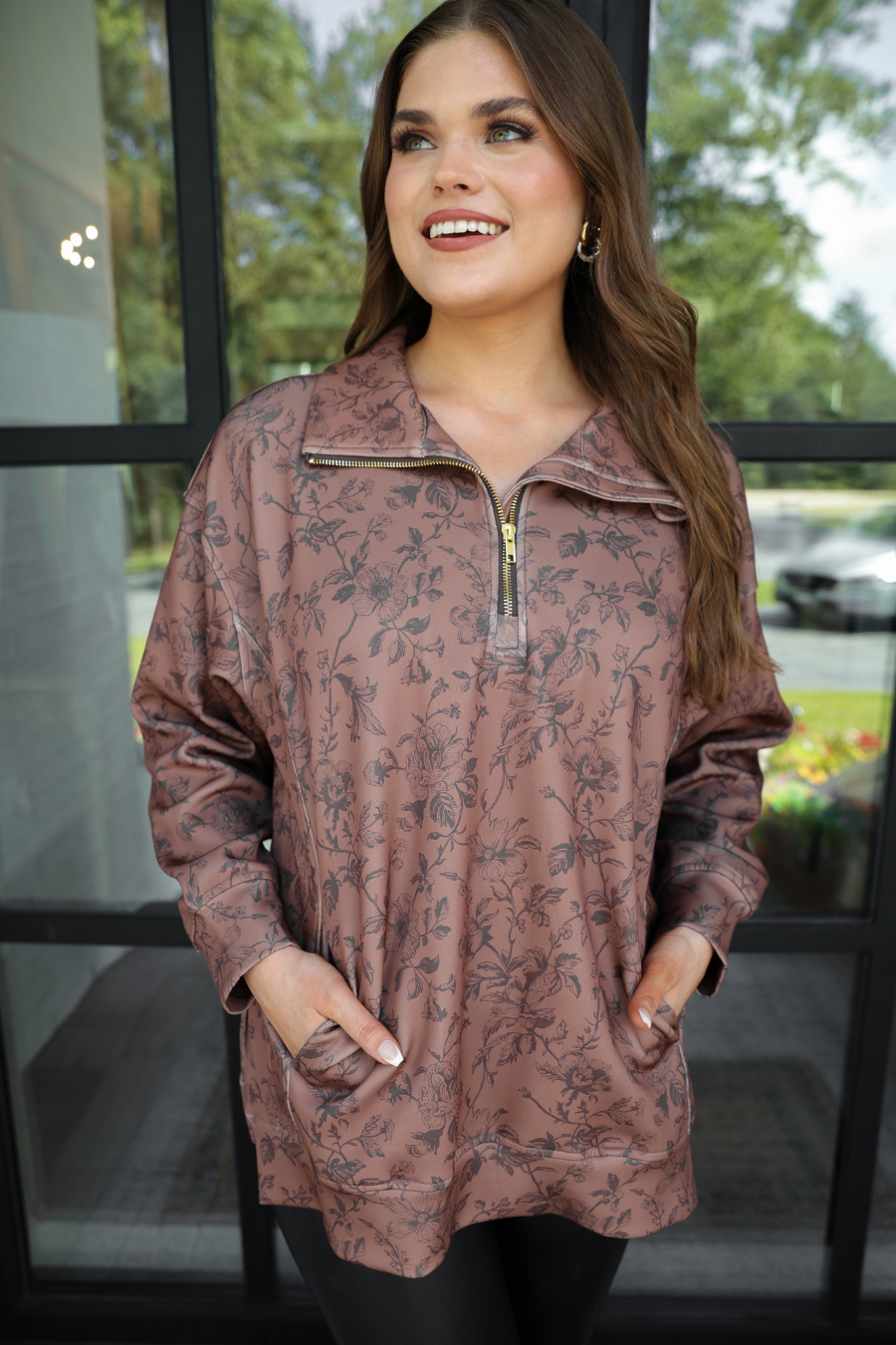 Everyday Pullover- Rosewood Bloom