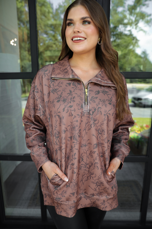 Everyday Pullover- Rosewood Bloom