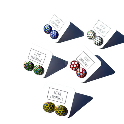 Peacock Polka Prism Stud Earrings