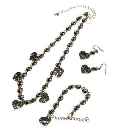 Midnight Gilded Hearts Earrings