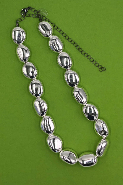 Silver Pebble Bead Marco Necklace