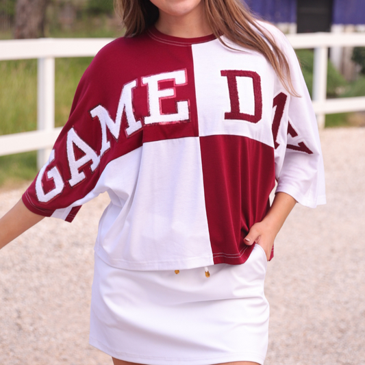 Huddle Up Color Block Top, Maroon - Jess Lea PREORDER