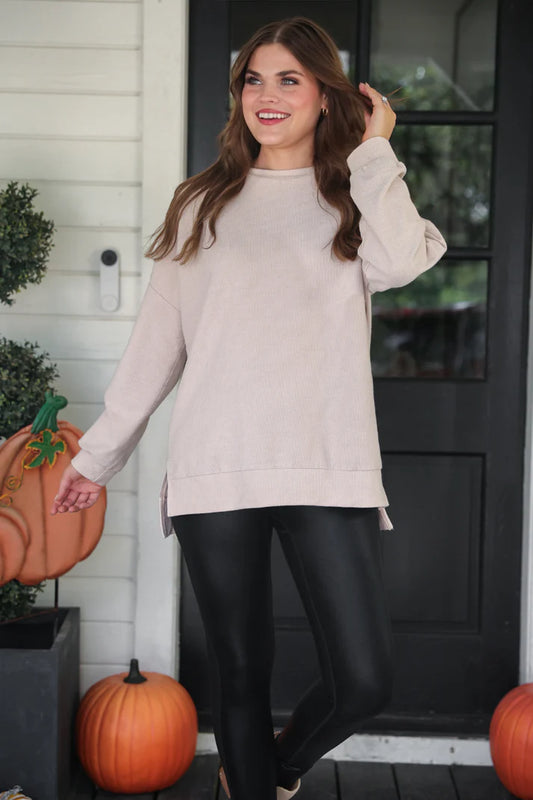 Alexis Corded - Taupe Pullover