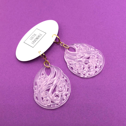 white lacy earrings