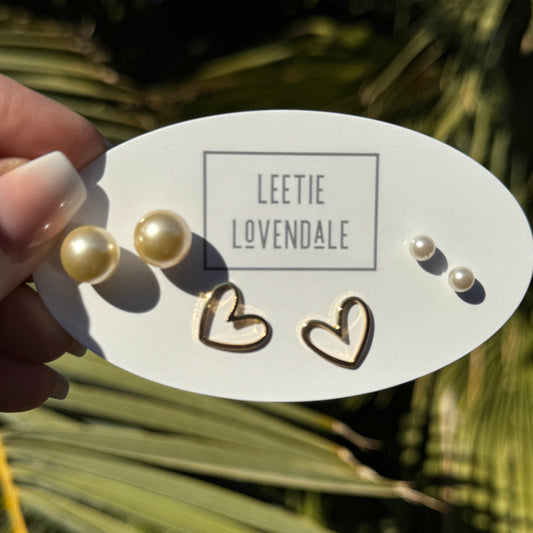 Hand Drawn Love Earrings Set