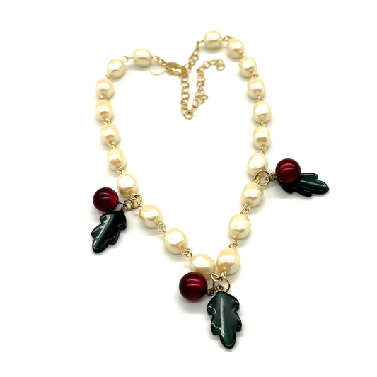 Holly Pearl Charm Amelia Necklace - Leetie Lovendale