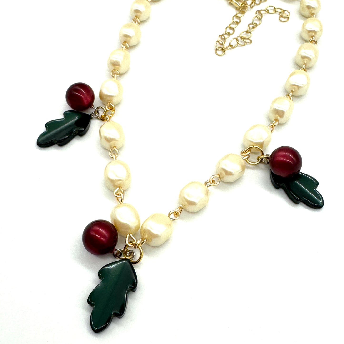 Holly Pearl Charm Amelia Necklace - Leetie Lovendale