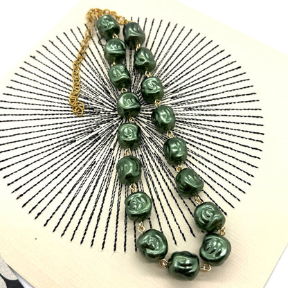 Hollow Evergreen Nugget Amelia Necklace - Leetie Lovendale