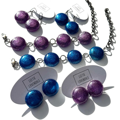 Lazerbeam Glitter Statement Stud Earrings - Leetie Lovendale