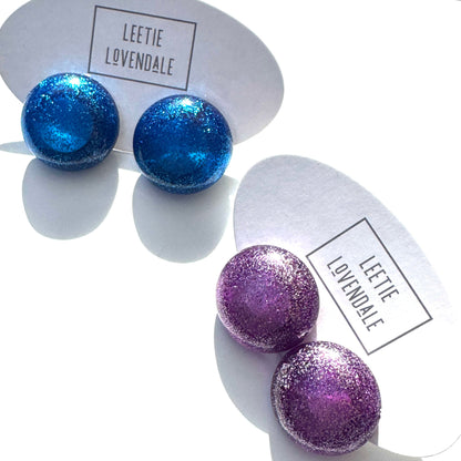 Lazerbeam Glitter Statement Stud Earrings - Leetie Lovendale
