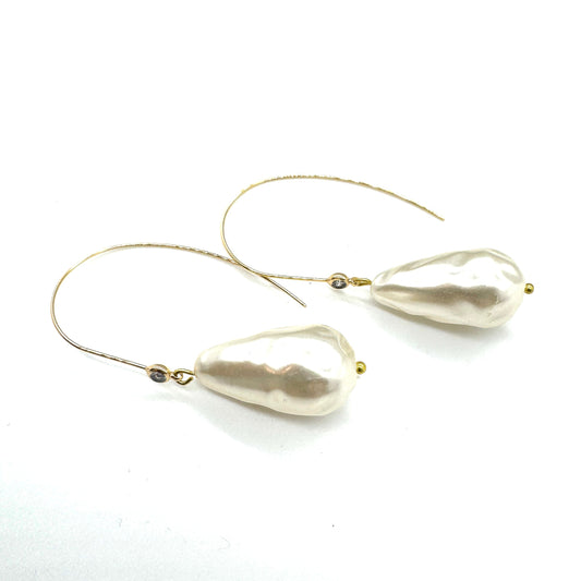 Nugget Pearl Drop & Sparkle Drop Earrings