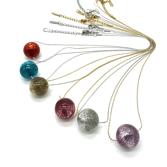 Glitter Ball Slide Necklace - Leetie Lovendale