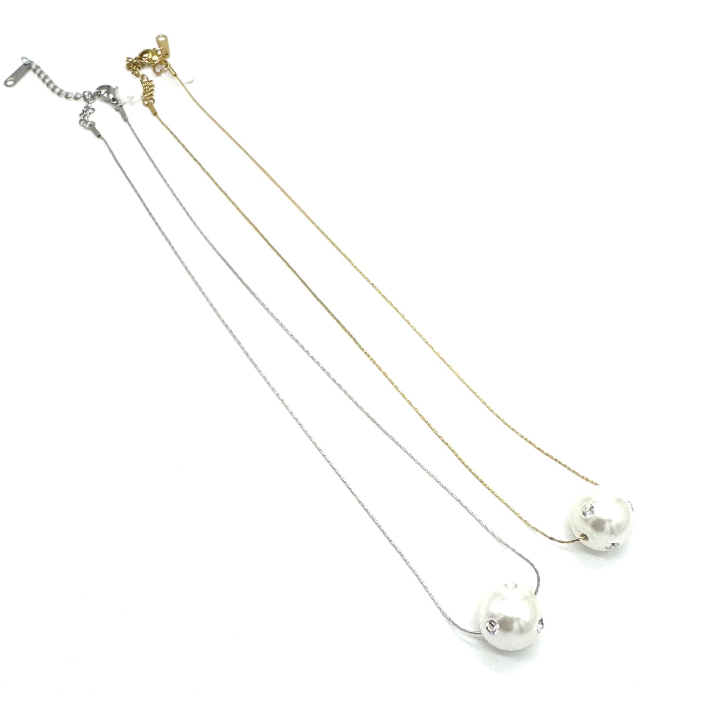 Pearl Bling Side Necklace - Leetie Lovendale