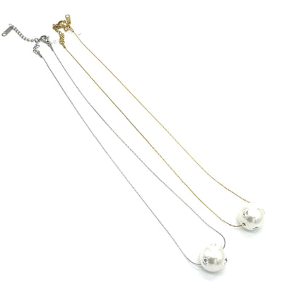 Pearl Bling Side Necklace - Leetie Lovendale