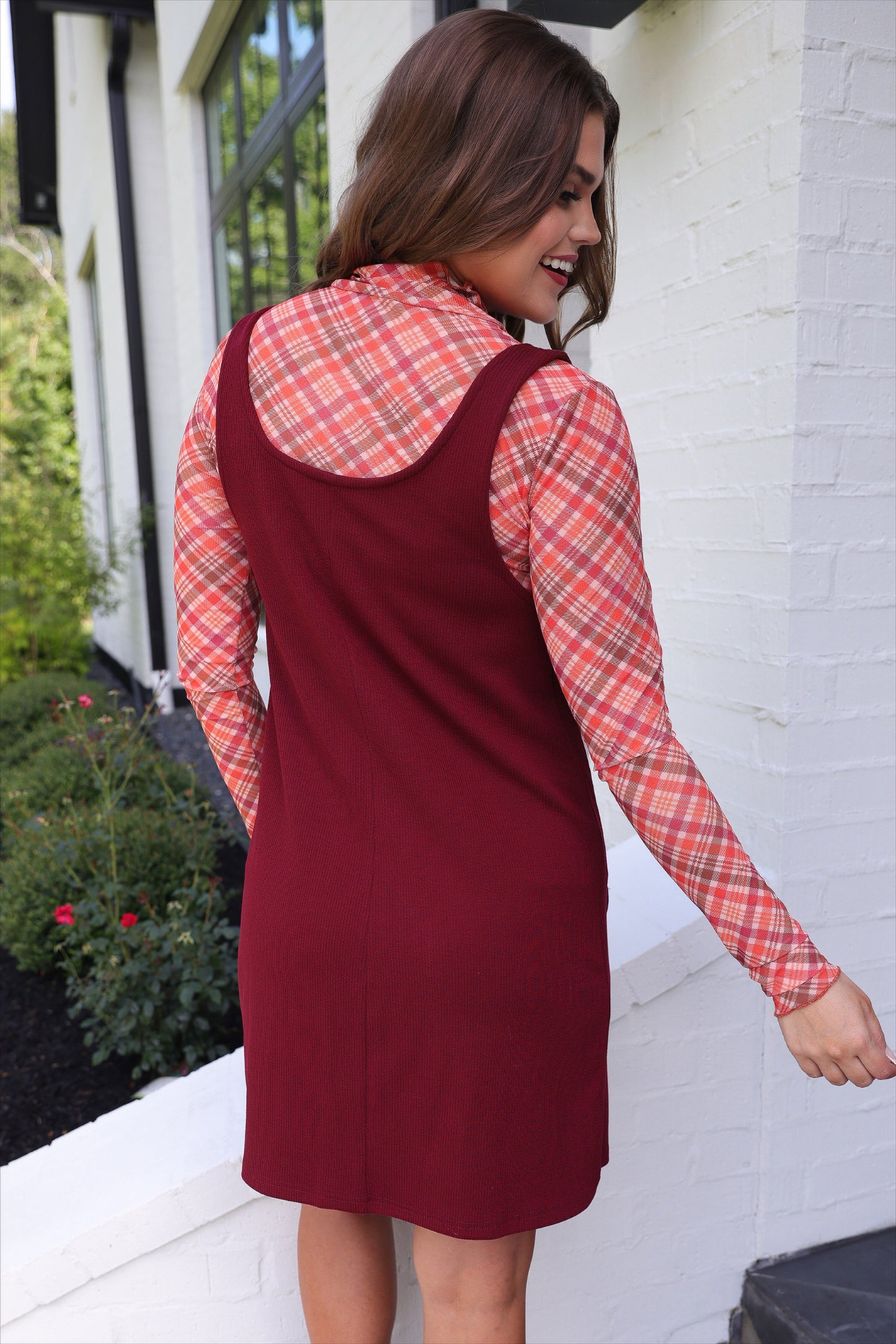 Rory Ribbed Burgundy Jumper Dress