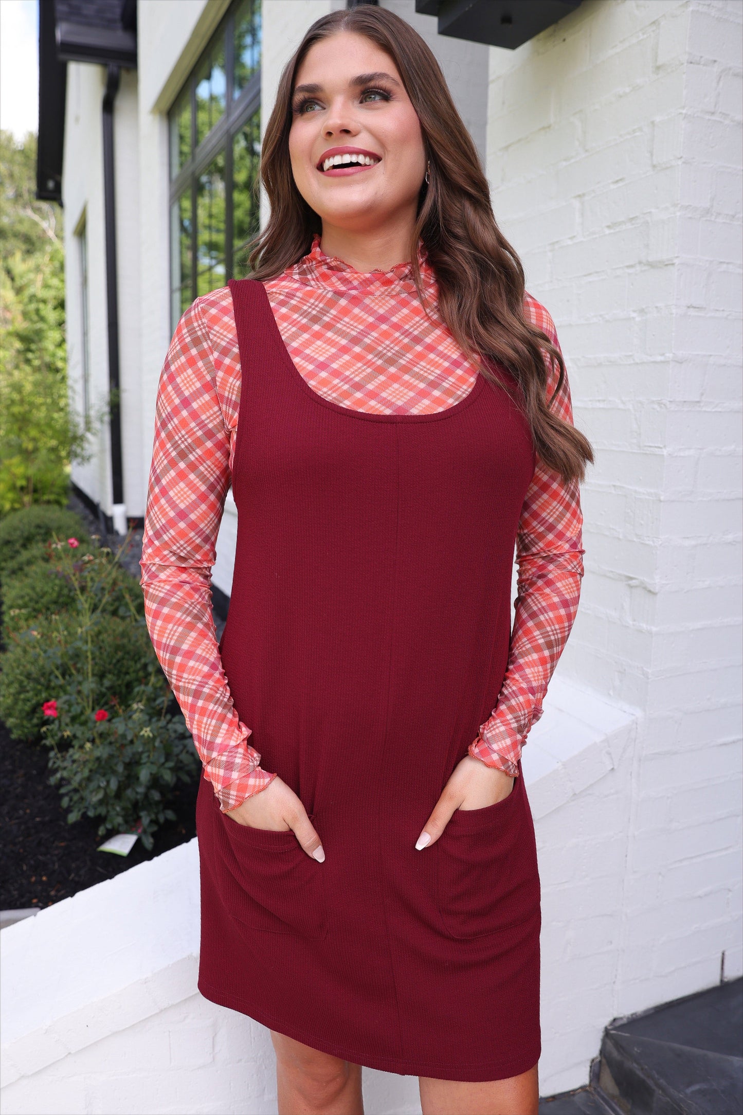 Rory Ribbed Burgundy Jumper Dress