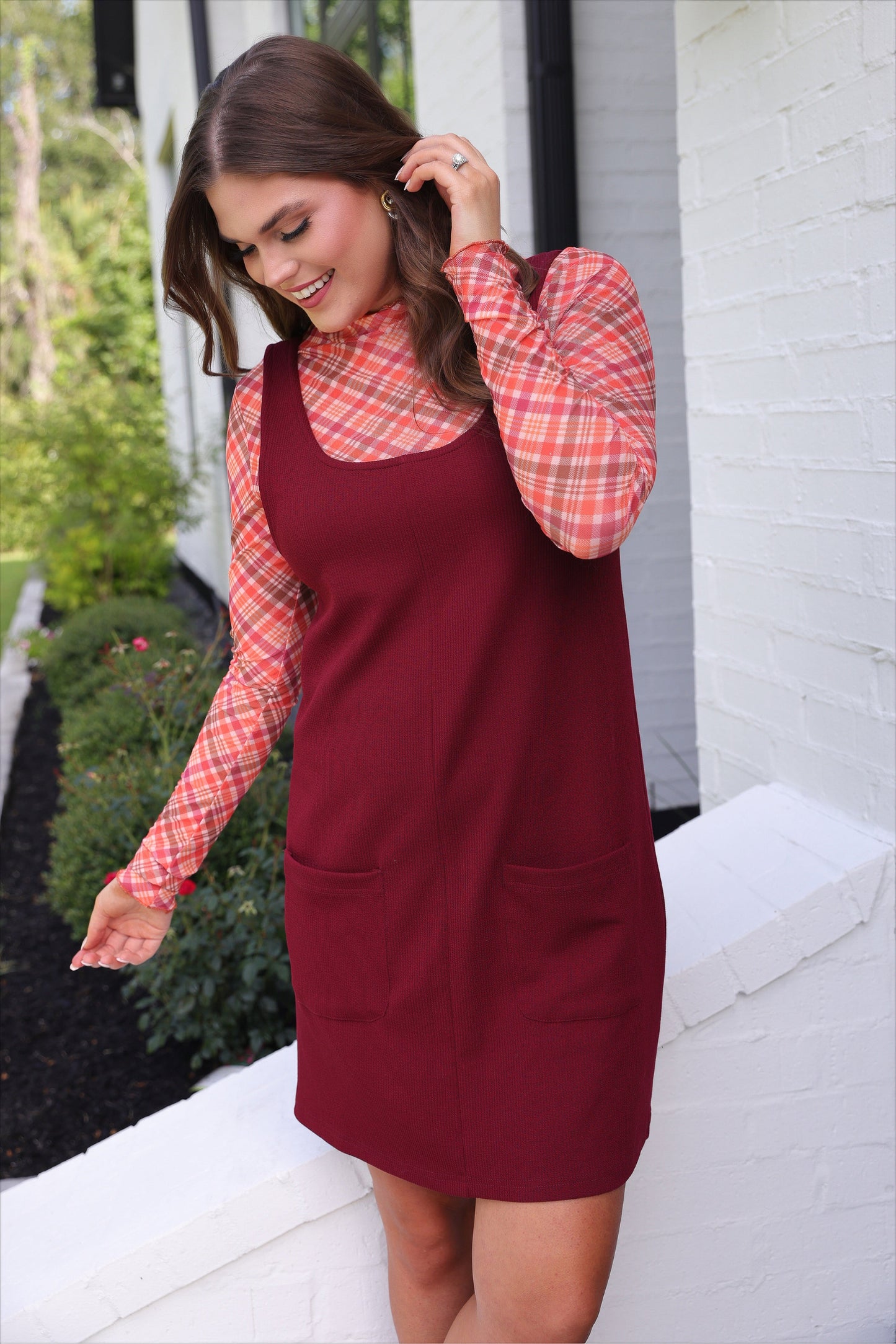 Rory Ribbed Burgundy Jumper Dress