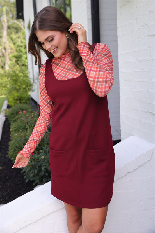 Rory Ribbed Burgundy Jumper Dress