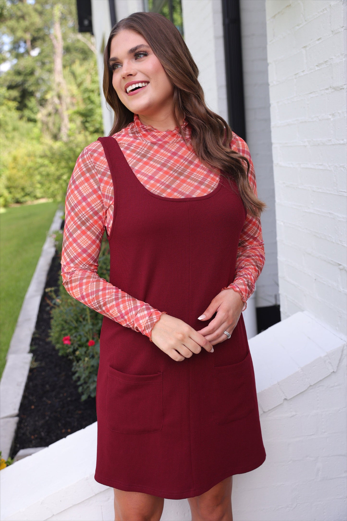 Rory Ribbed Burgundy Jumper Dress
