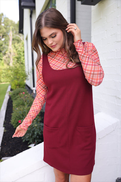 Rory Ribbed Burgundy Jumper Dress