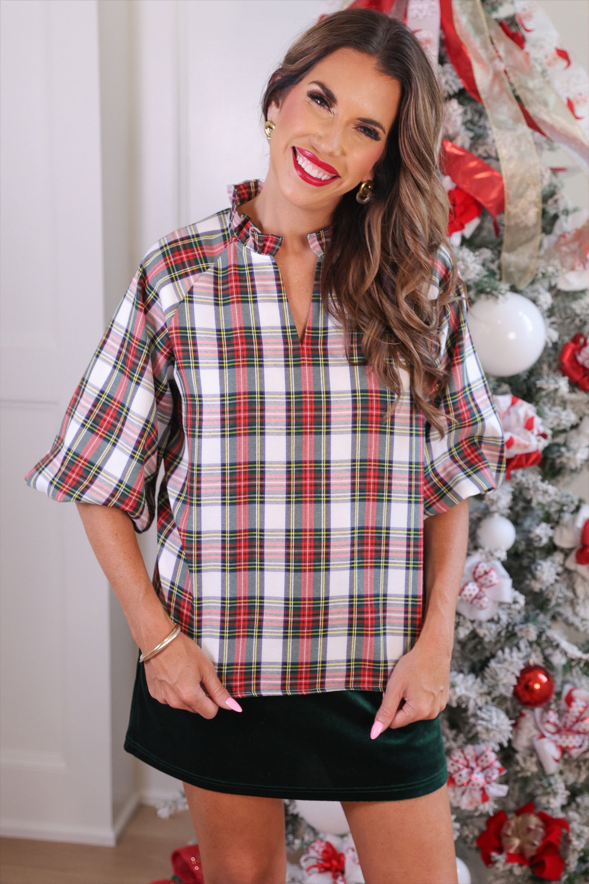 Donna Top- Plaid - Alie's Boutique