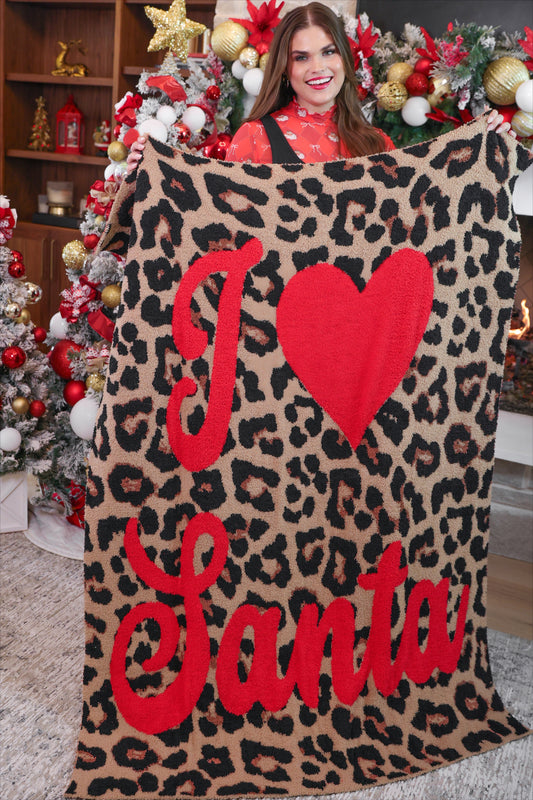 I Love Santa Leopard Blanket - Alie's Boutique