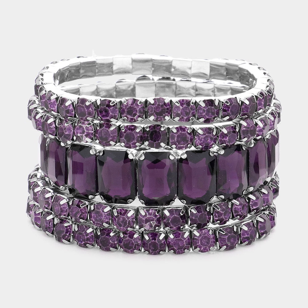 Sparkling Essence - Purple Stretch Bracelet Set