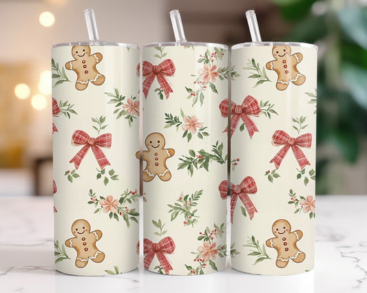 Gingerbread & Plaid Bows Tumbler