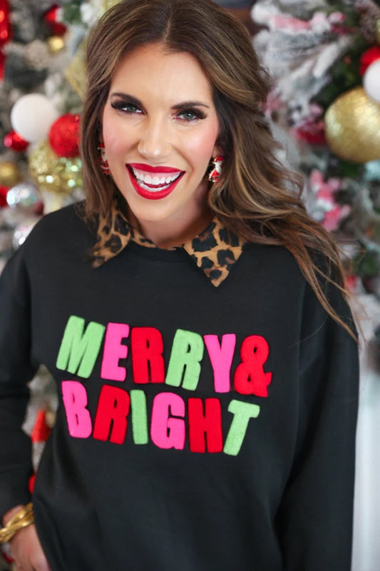 Merry and Bright - Black Sweatshirt - Alie's Boutique