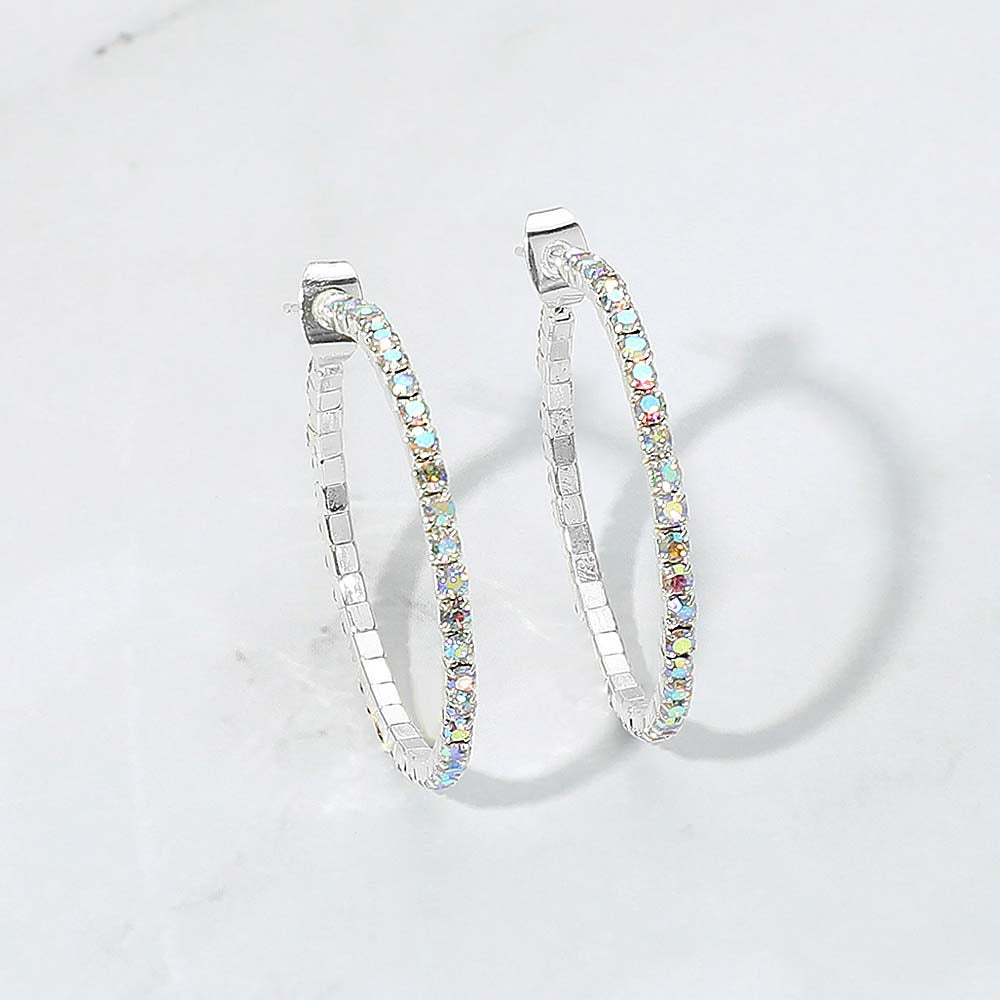 Radiant Curve - Iridescent & Silver Earrings