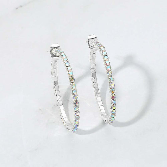 Radiant Curve - Iridescent & Silver Earrings