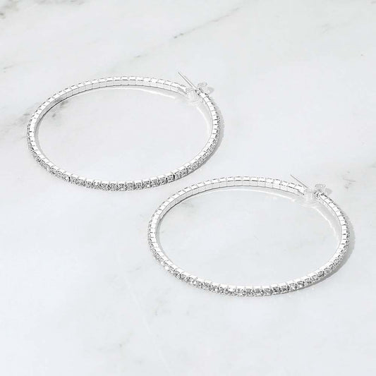 Midnight Radiance - Silver & Clear Earrings