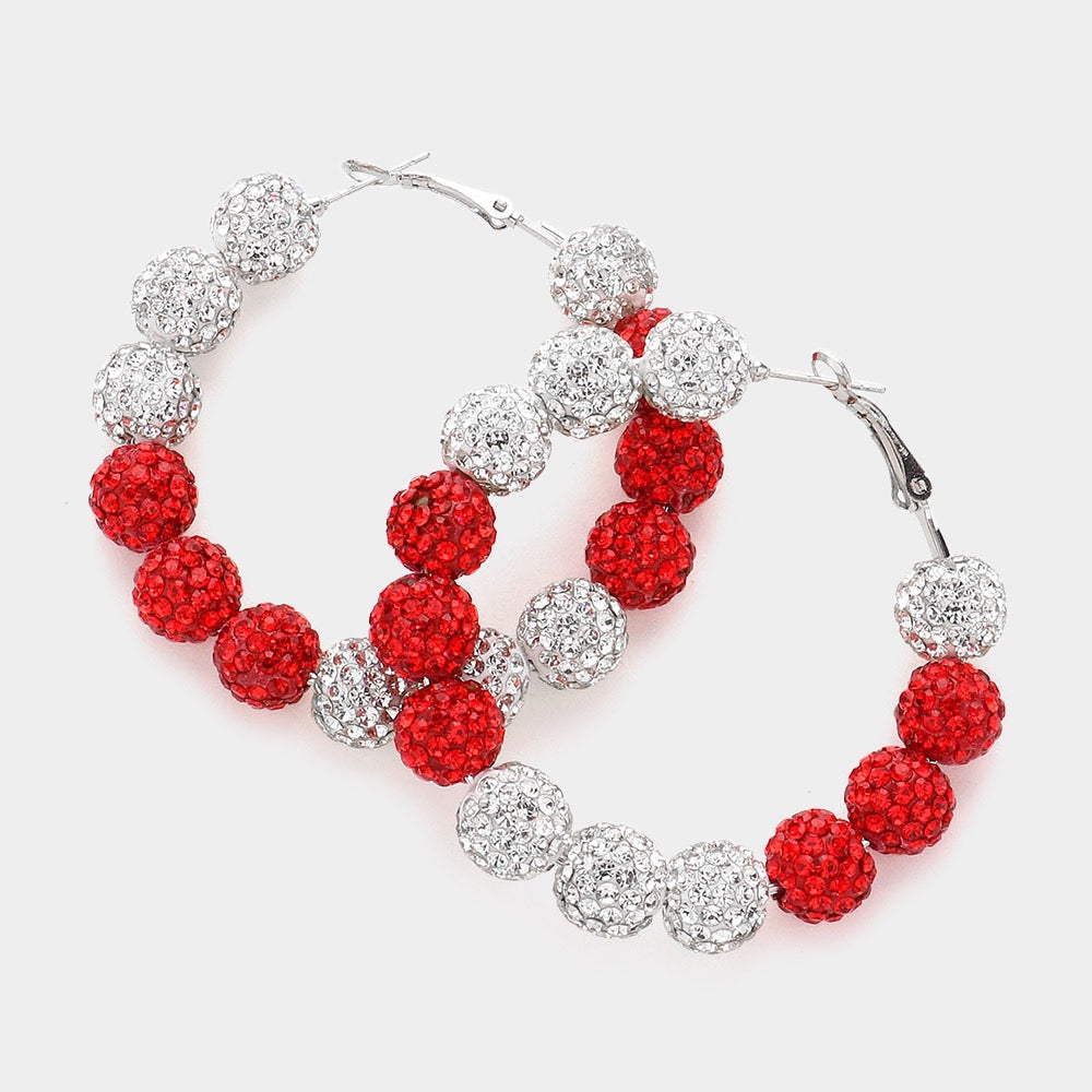 Pop & Spark - Red & White Hoop Earrings