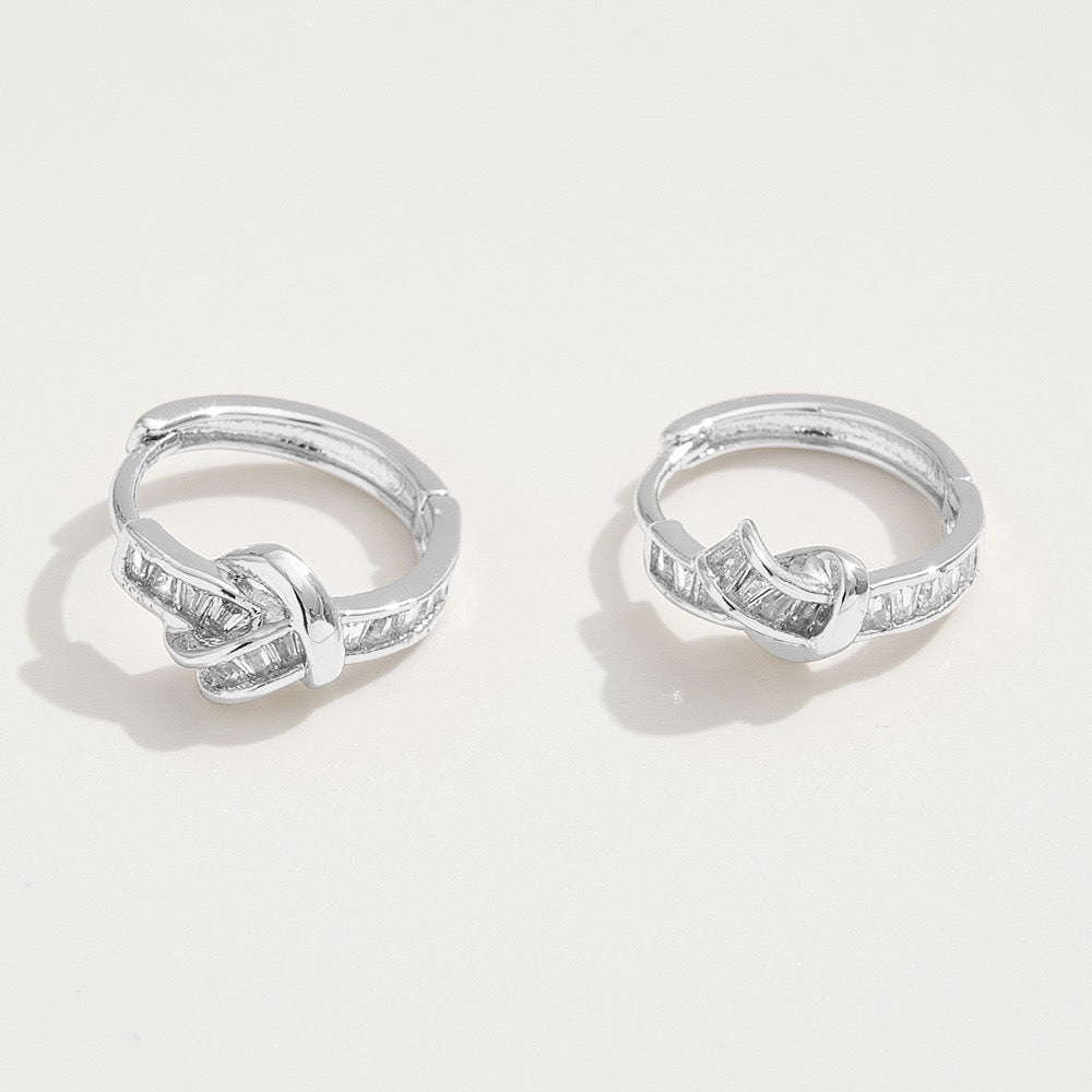 Tied to Shine - White Gold Dipped Earrings