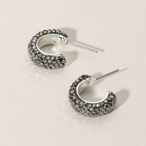 Starlit Curve - Hematite 18k Gold Dipped Hoop Earrings