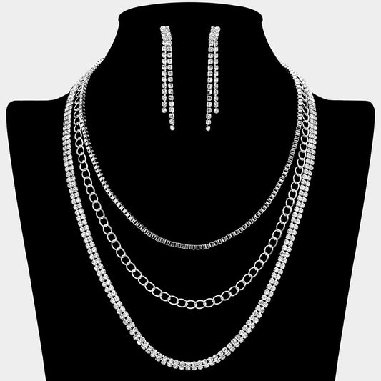 Midnight Masquerade - Silver Layered Necklace