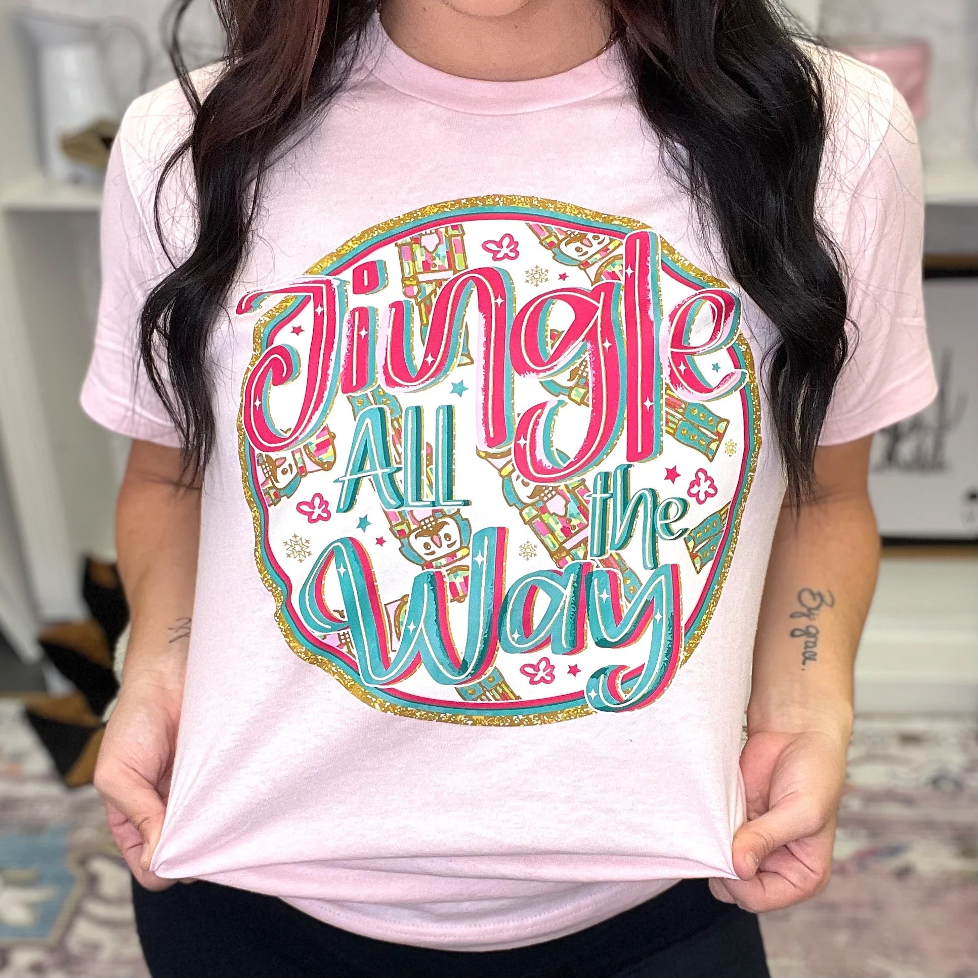 Jingle All The Way Circle Graphic Tee - Alie's Boutique