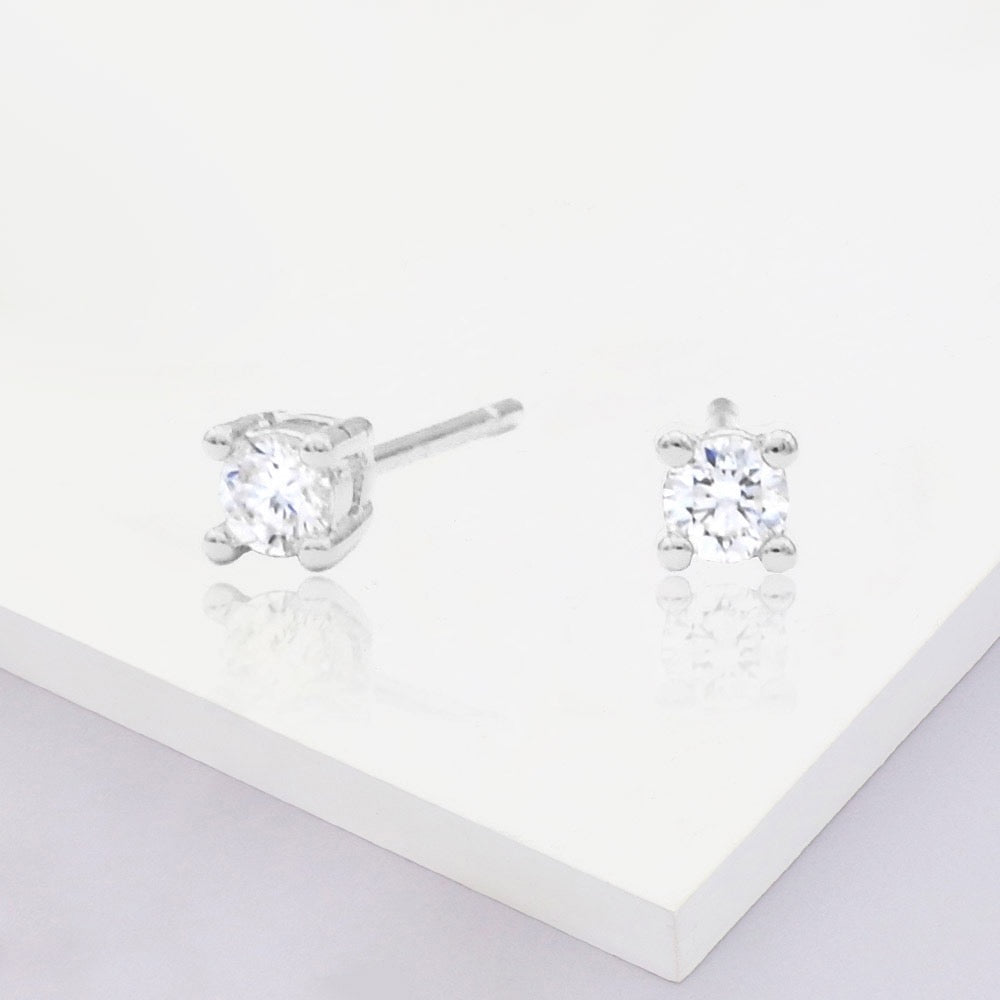 Shine Theory - White Gold Dipped 3mm Round CZ Earrings - Alie's Boutique