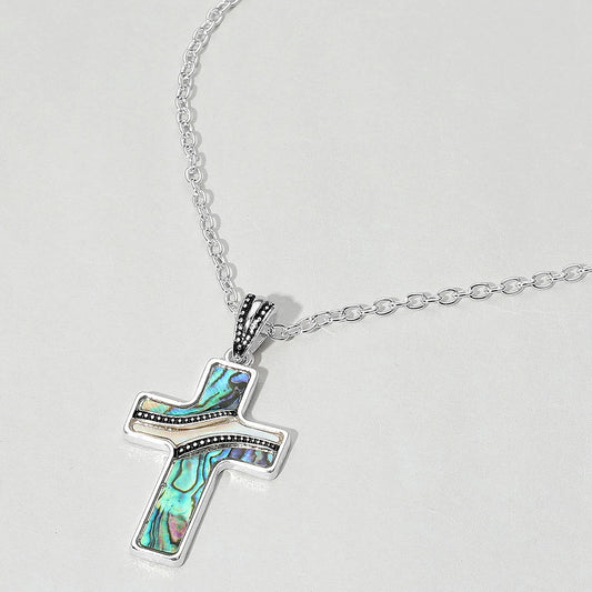 Darlene's Lead me to the Cross - Abalone Necklace