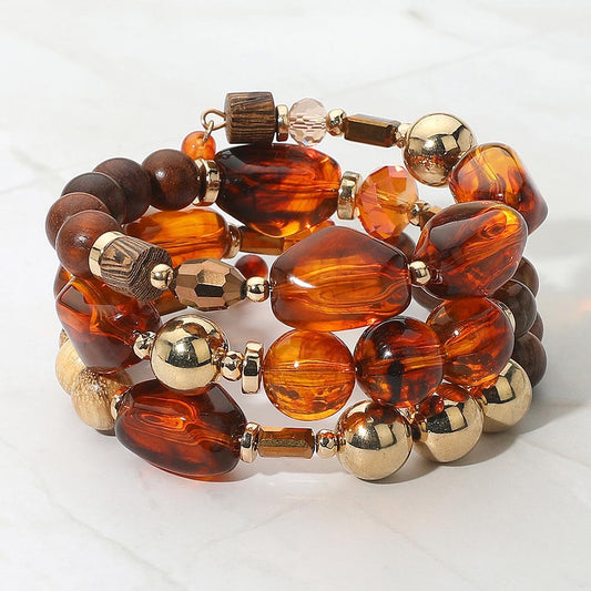 Fireside Talk - Gold &  Brown Bracelet